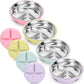 Nuogo 4 Pcs Stainless Steel Baby Suction Plates with Removable Silicone Shell 2-in-1 Metal Toddler Bowl Divided for Picky Eaters