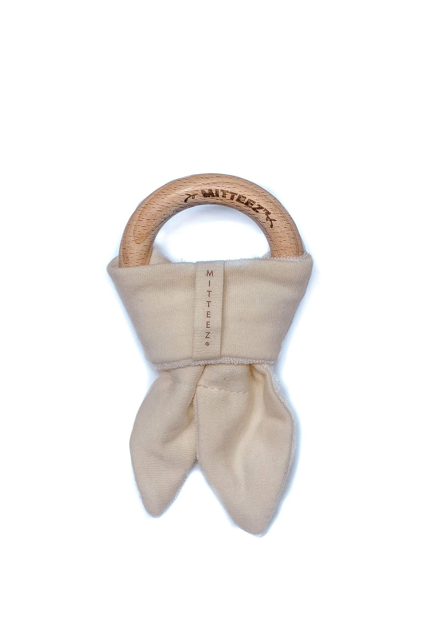 MITTEEZ Wood Baby Organic Wooden Teether with Absorbent Cloth (Natural)