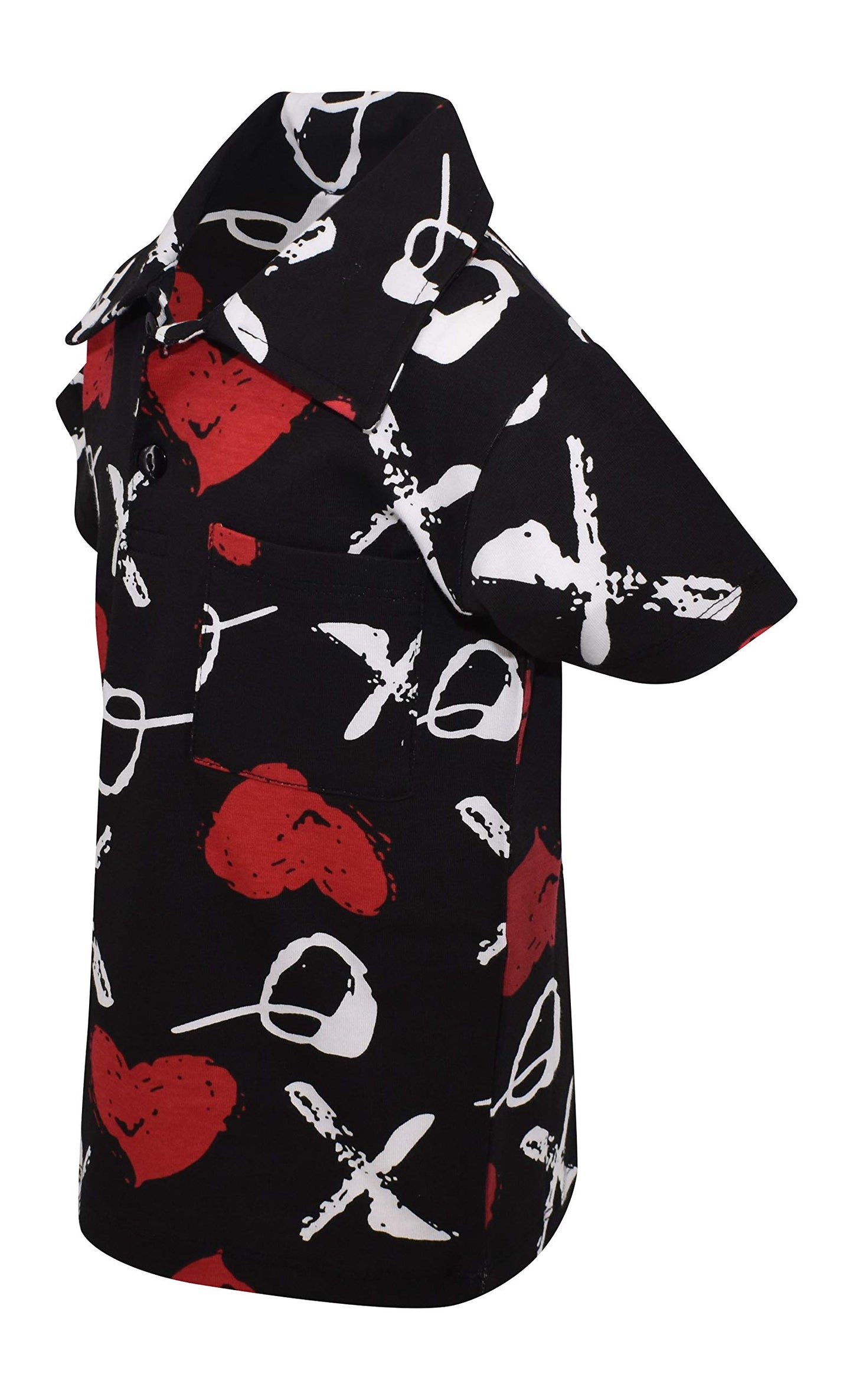 Unique Baby Boys Valentine'S Day Xox Print Polo Pullover Shirt (18M) Black