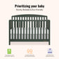 Dream On Me Jpma & Greenguard Gold Certified Odelle 5 In 1 Convertible Crib In Forest Green, Built Of Sustainable Pinewood, 3 Ma