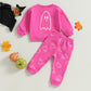 Toddler Baby Girl Boy Halloween Clothes Pumpkin Shirt Ghost Sweatshirt Pants Fall Outfit Baby Halloween Costumes (Rose Pink Ghos