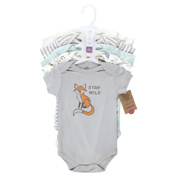 Touched By Nature Unisex Baby Organic Cotton Bodysuits, Dreamy Woodland, Preemie