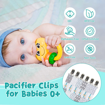 Babygoal Pacifier Clips, 6 Pack Pacifier Holder For Boys And Girls Fits For Most Pacifier Styles & Baby Toys And Baby Gift 6Mp09