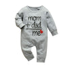 Derouetkia Baby Boys Girls Romper Letter Mom Plus Dad Equal Me Jumpsuit (0-3 Months) Gray