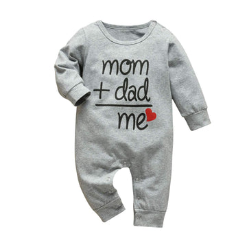 Derouetkia Baby Boys Girls Romper Letter Mom Plus Dad Equal Me Jumpsuit (3-6 Months) Gray