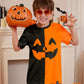 Halloween Little Boys Orange Black Pumpkin Face Jack O' Lantern Shirt Funny Short Sleeve Top 6 Years