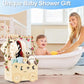 TDHZXEM Wooden Baby Shower Basket with Hanger Rack - Personalized Baby Gift, Newborn Essentials Organizer for Nursery, Welcome G