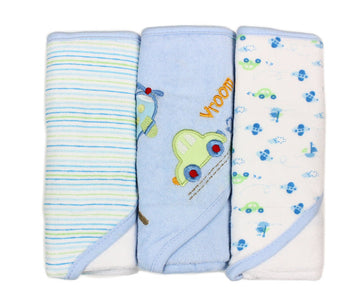 Spasilk Soft Terry Hooded Towel Set, Blue Plane, 3-Count