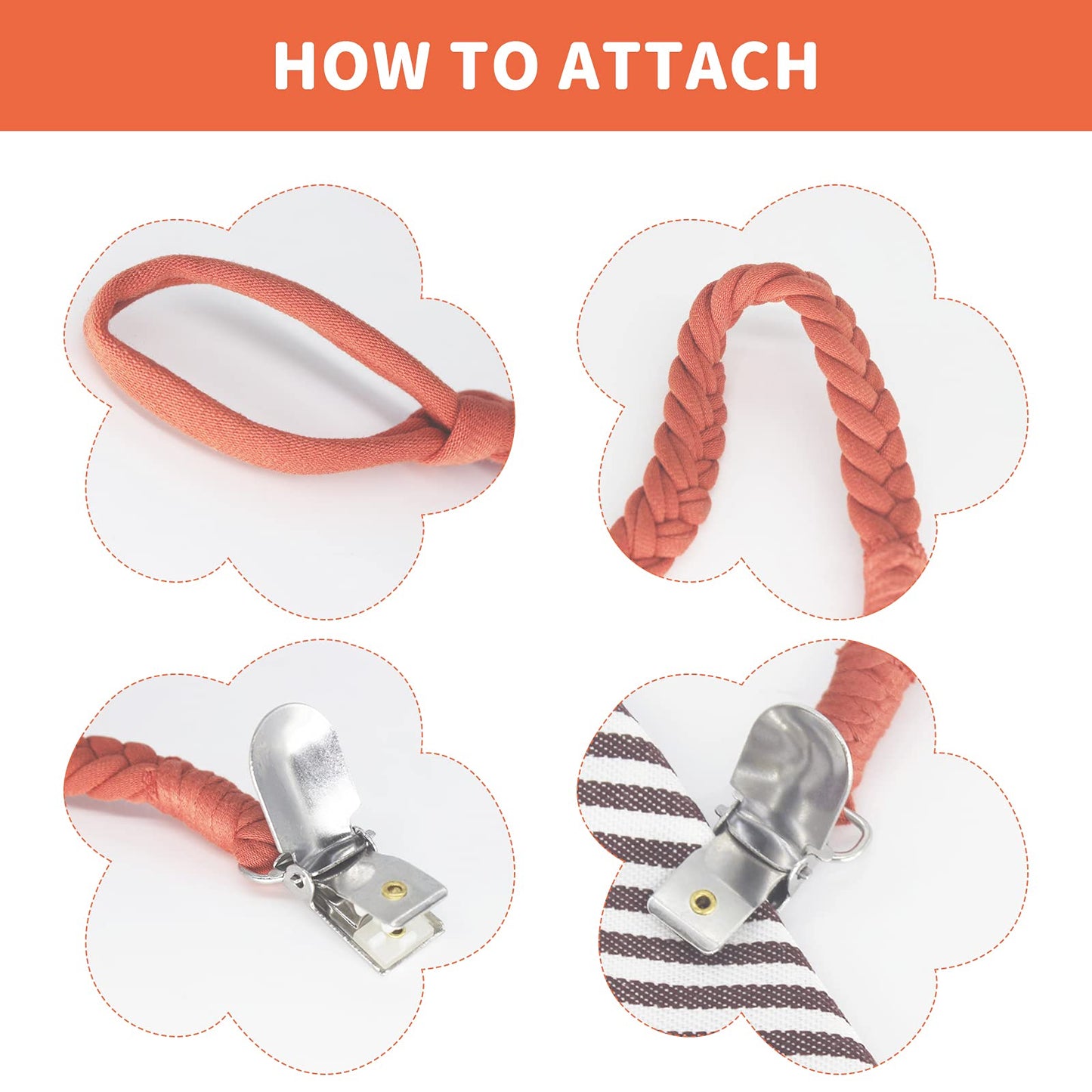 Duludulu 7 Pcs Braided Pacifier Clips For Boys And Girls, Pacifier Holder Baby Binky Clips Handmade Cotton Modern Unisex Pacifie