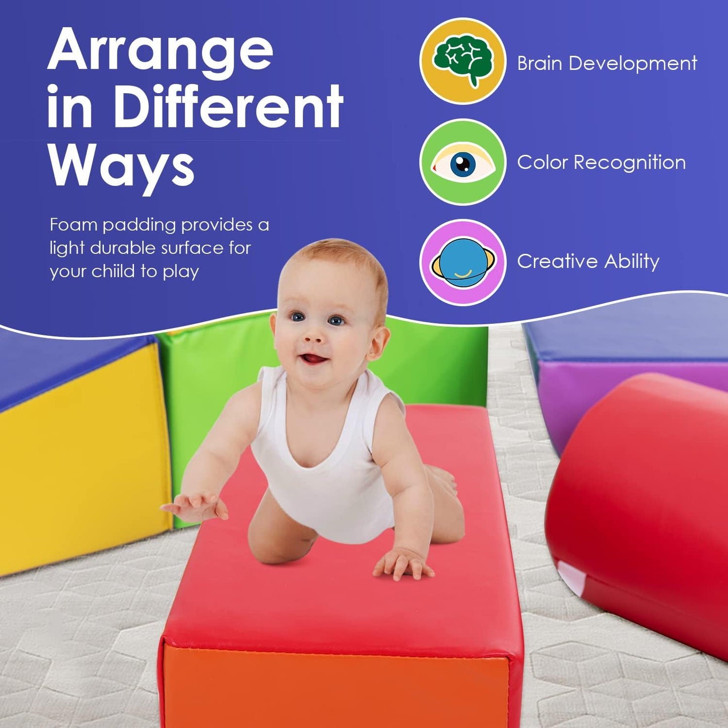 Paylesshere 5-Piece Set Climbing Toys Couch Kids Foam Blocks Baby Climbing Toys Soft And Safe Toddler Climbing Toys For Climbing