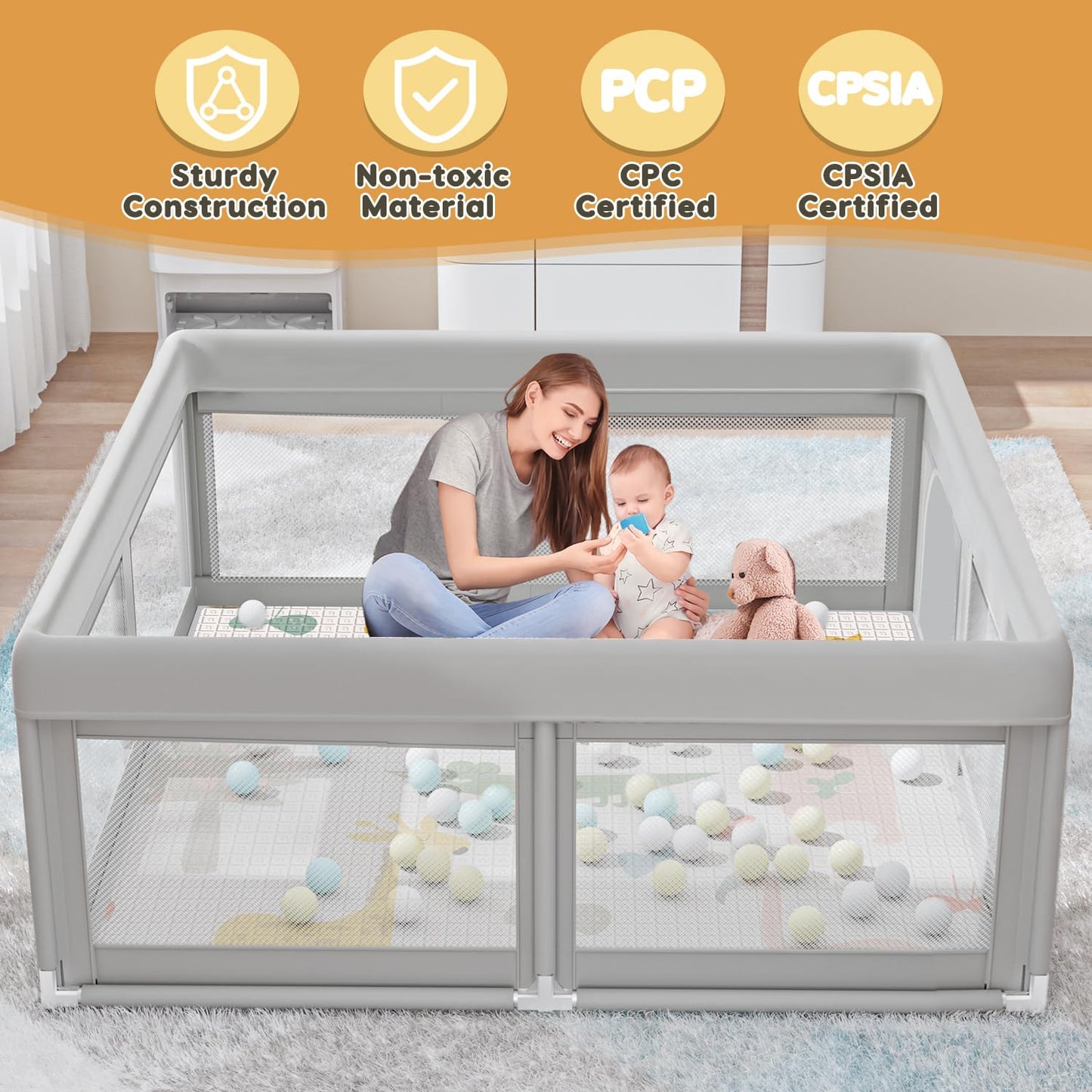 Hiaksedt Baby Playpen With Mat Small Playpen For Babies And Toddlers 50 X 50 Inch Baby Fence Playards