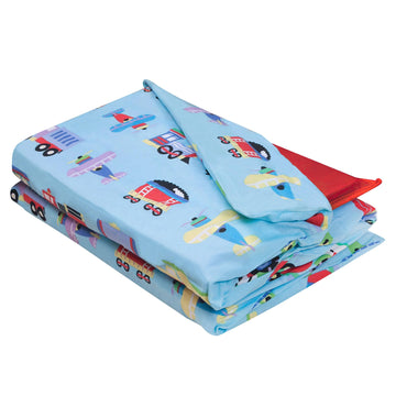 Wildkin Kids Nap Mat Cover - Soft, Sewn-In Flap, Durable & Fits 1.5' Vinyl Sleep Mats - Trains, Planes & Trucks