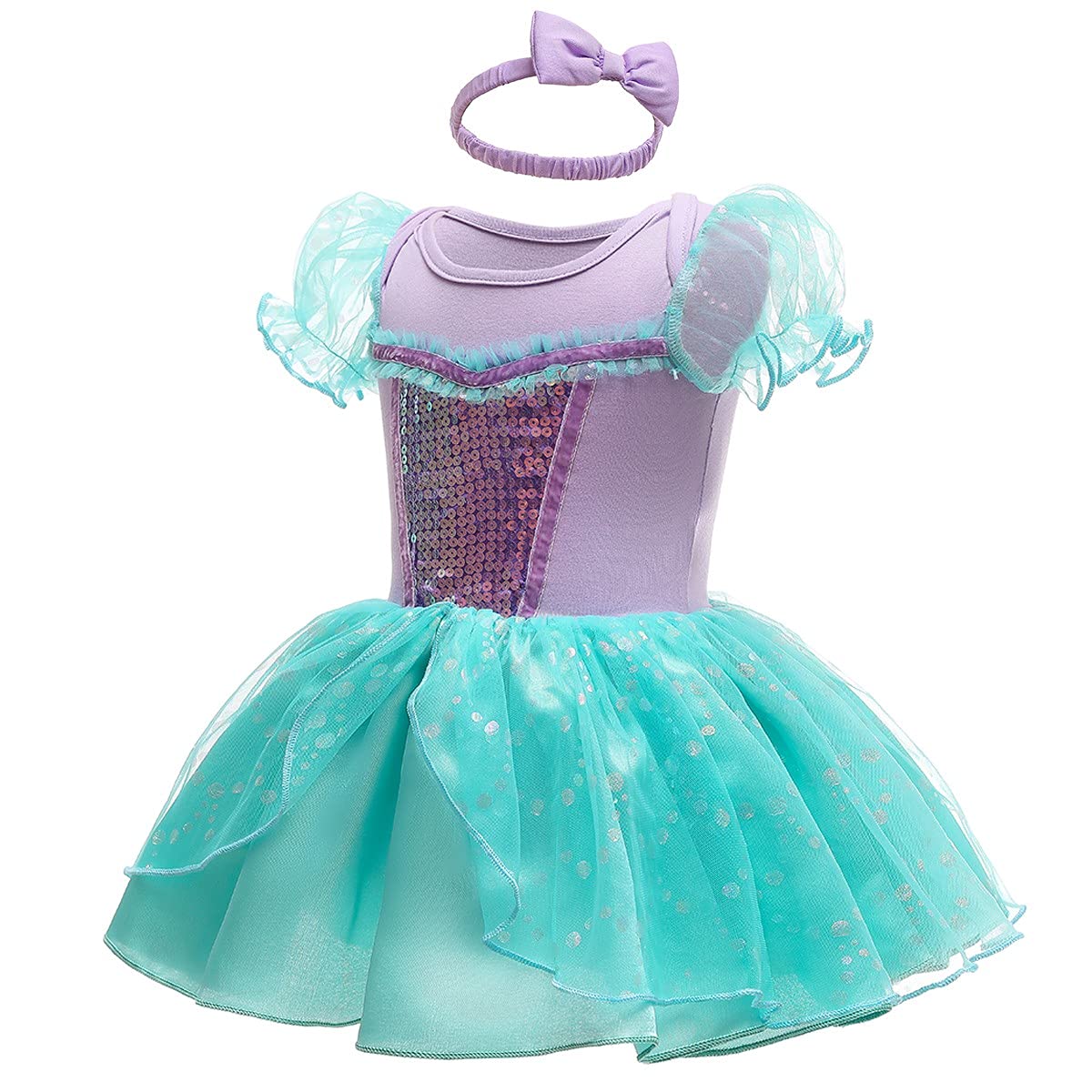Fmyfwy Baby Girls Mermaid Princess Costume Halloween Christmas Birthday Romper Tutu Dress W/Headband 80