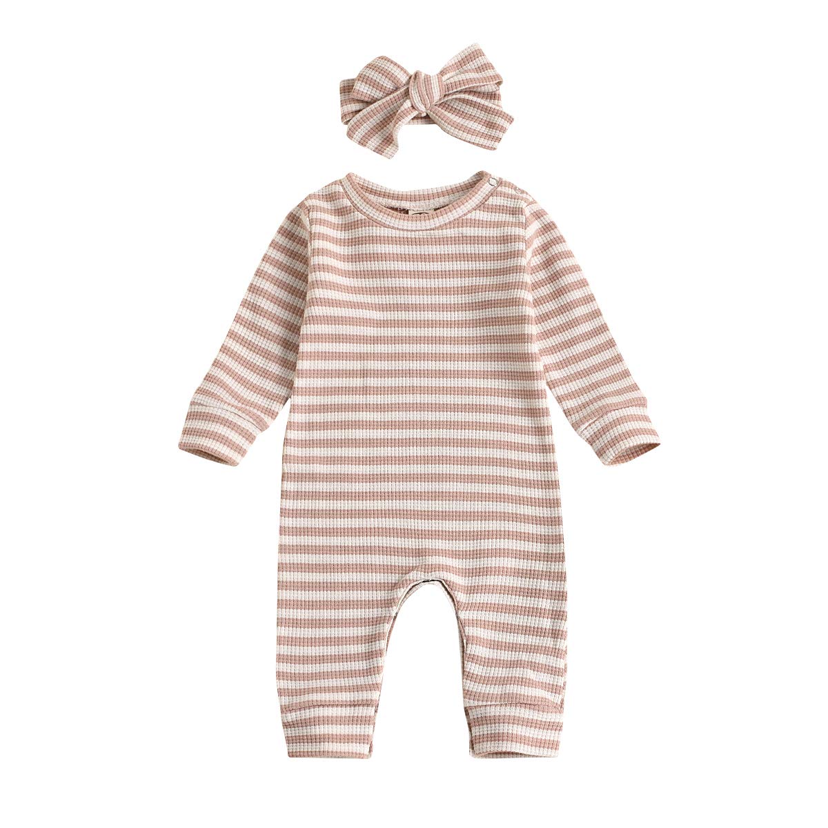 Aimaopao Newborn Infant Baby Girl Romper Bodysuit Girls Stripe Print One Piece Jumpsuit Pants Clothes Outfits (Stripe Long Sleev
