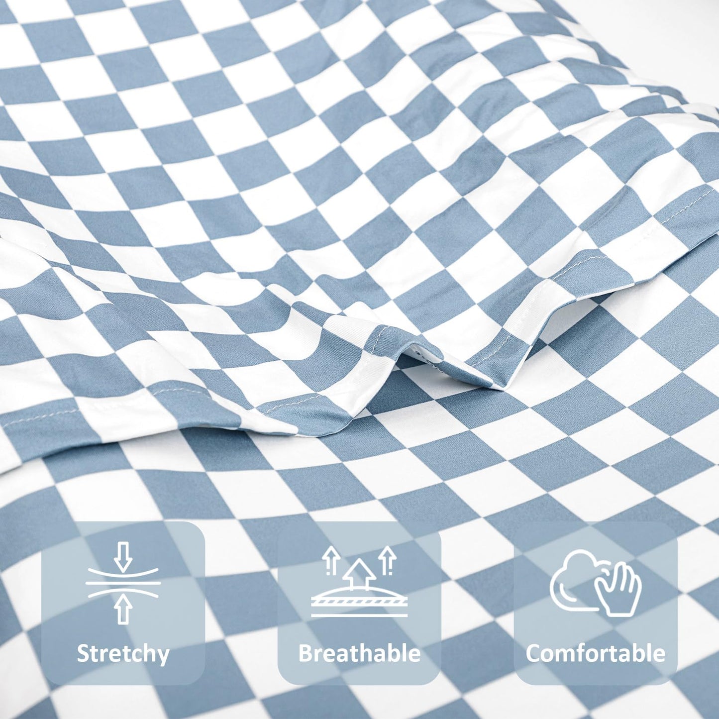 Dilimi Baby Lounger Cover For Boys And Girls, Removable Cover Ultra Soft Comfortable Lounger Slipcover, Blue Checkerboard (Loung