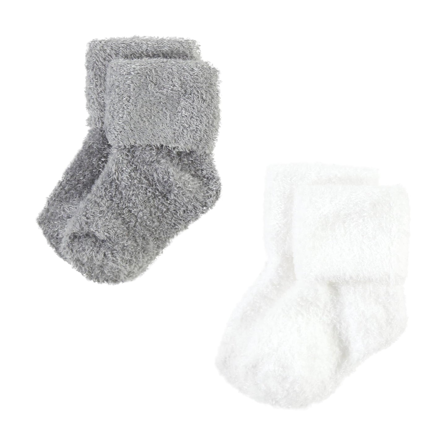 Hudson Baby Unisex Baby Cotton Rich Newborn And Terry Socks, Solid Blue Gray 8 Pack Chenille, 6-12 Months