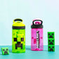 Zak Designs Minecraft Kids Water Bottle With Straw And Built In Carrying Loop Set, Made Of Plastic, Leak-Proof Water Bottle Desi
