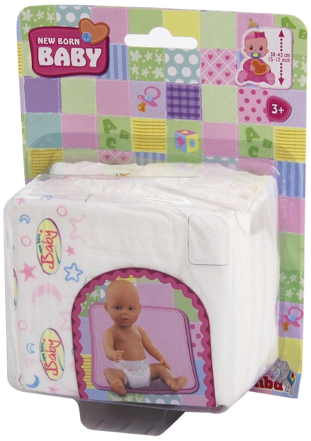 Simba 105561906 Baby Set of 5 Cute Realistic Nappies Suitable for Dolls 38-43 cm | for Ages 3 and up, Multicoloured