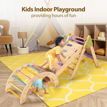 Lol-Fun Pikler Triangle Set Montessori Toddler Climbing Toys Indoor, Foldable Climbing Toys For Toddlers 1-3 Inside, 3 Piece Bab