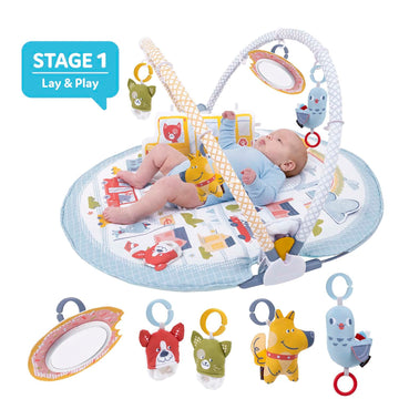 Yookidoo Baby Gym Urban Lay To Sit-Up Playmat. 3-In-1 Newborns Activity Center With Tummy Time Toys, Pillow & Infant Miror. 0-12
