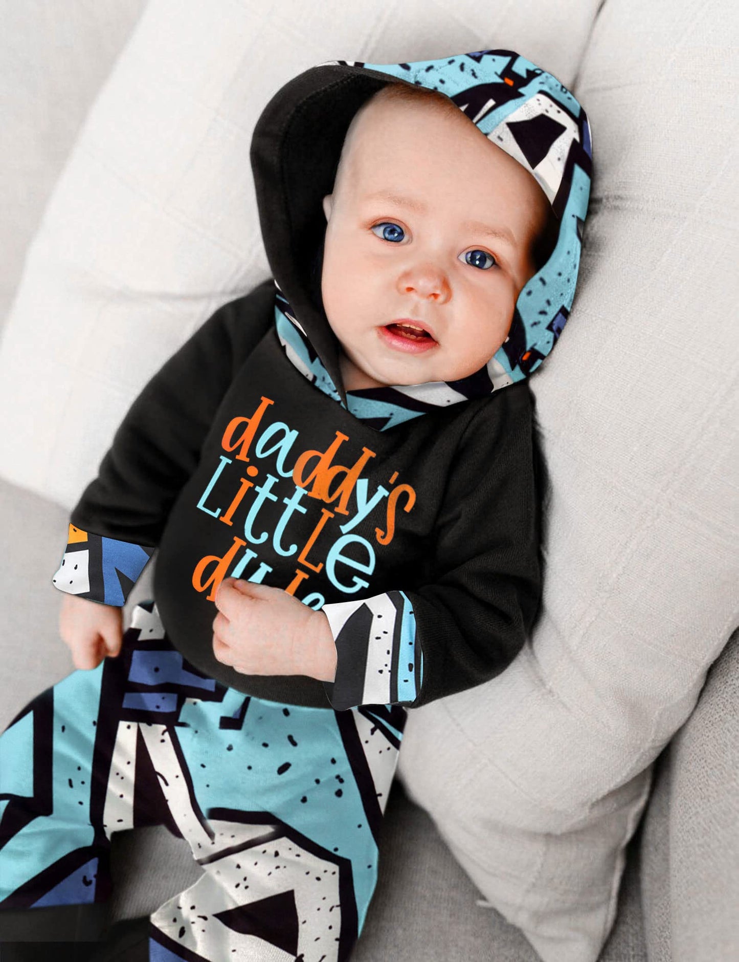 Baby Boy Clothes 9-12 Months Baby Boy Hoodies Romper Daddys Little Dude Outfit 2Pcs Set Baby Boy Stuff Gifts