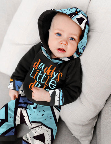 Baby Boy Clothes 0-3 Months Baby Boy Hoodies Romper Daddys Little Dude Outfit 2Pcs Set Baby Boy Stuff Gifts
