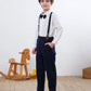 Sangtree Baby Boys Dress Clothes, Toddlers Boys Long Sleeves Button Down Dress Shirt With Bowtie + Suspender Pants Set Gentlemen