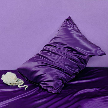 Toddler Pillow Case Cover 2 Pack Silk Toddler Pillowcase Breathable Silky Soft 14X20 Pillowcase Satin Purple Pillow Covers Envel