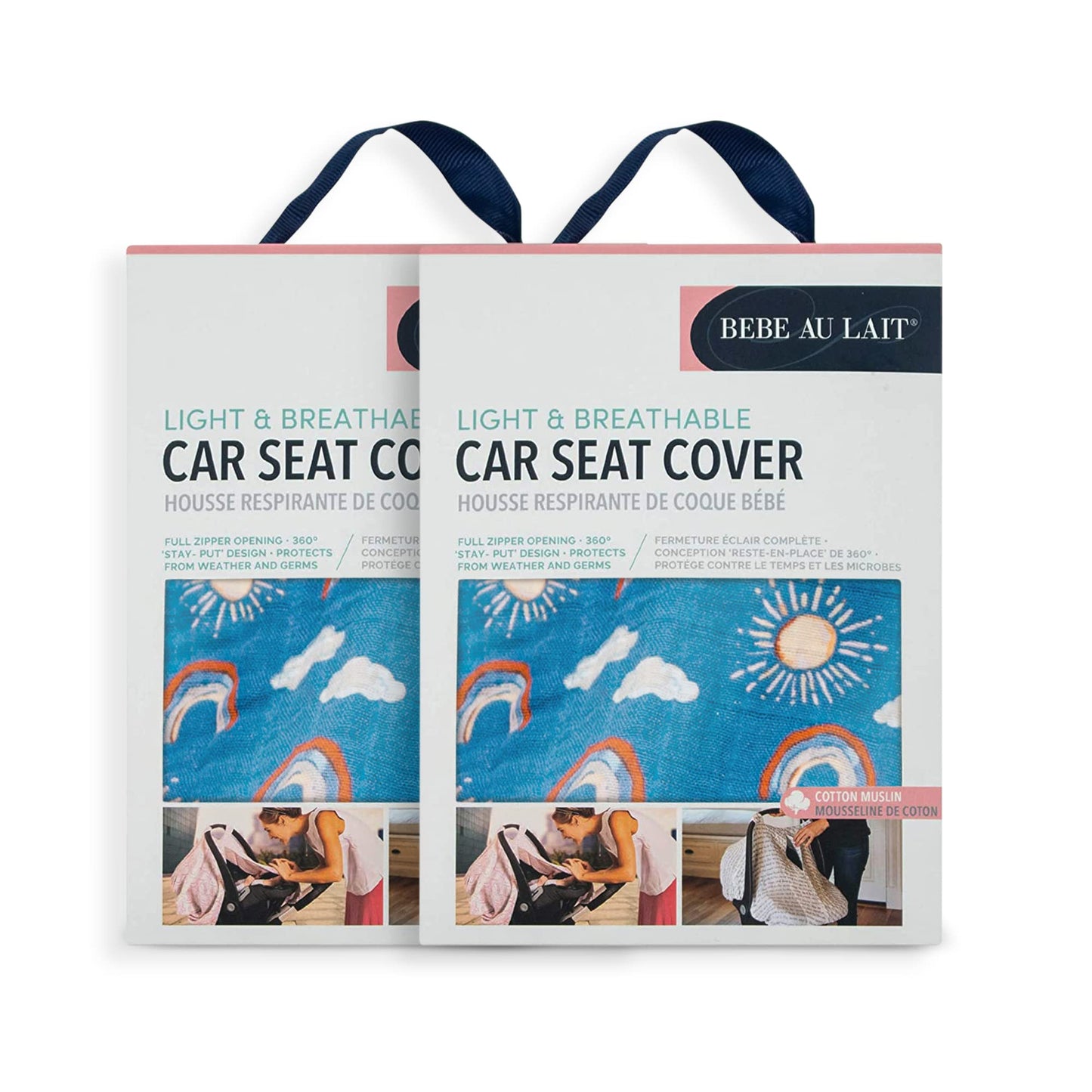 Bebe Au Lait Classic Muslin Car Seat Cover -Perfect Baby Car Seat Covers For Babies, Car Seat Canopy, Unisex Baby Car Seat Cover