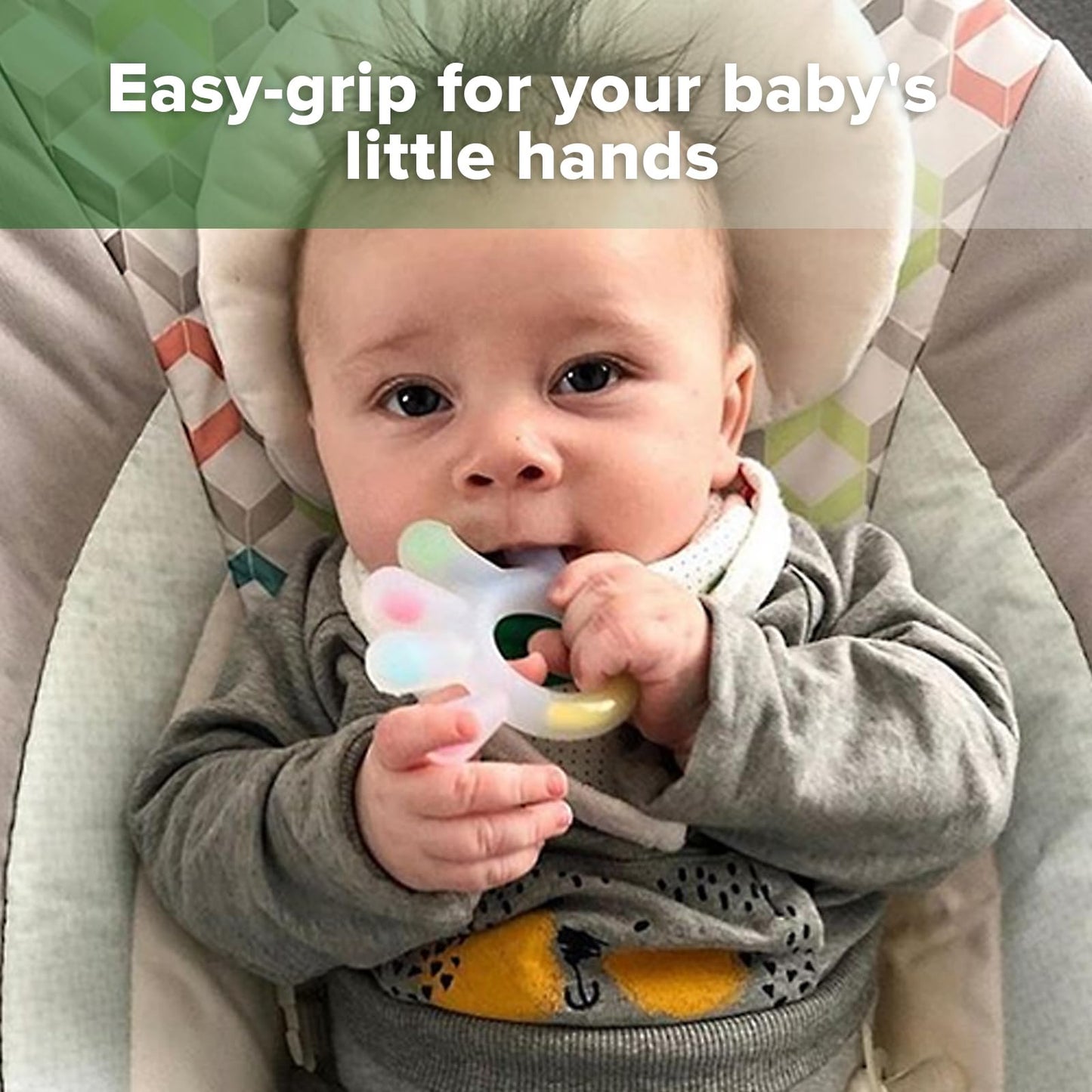 Haakaa Palm Teether - Soft Silicone Baby Soothing Teether Pacifier - Frozen Teething Toy for 3M+ Babies - BPA Free (1 Pack)