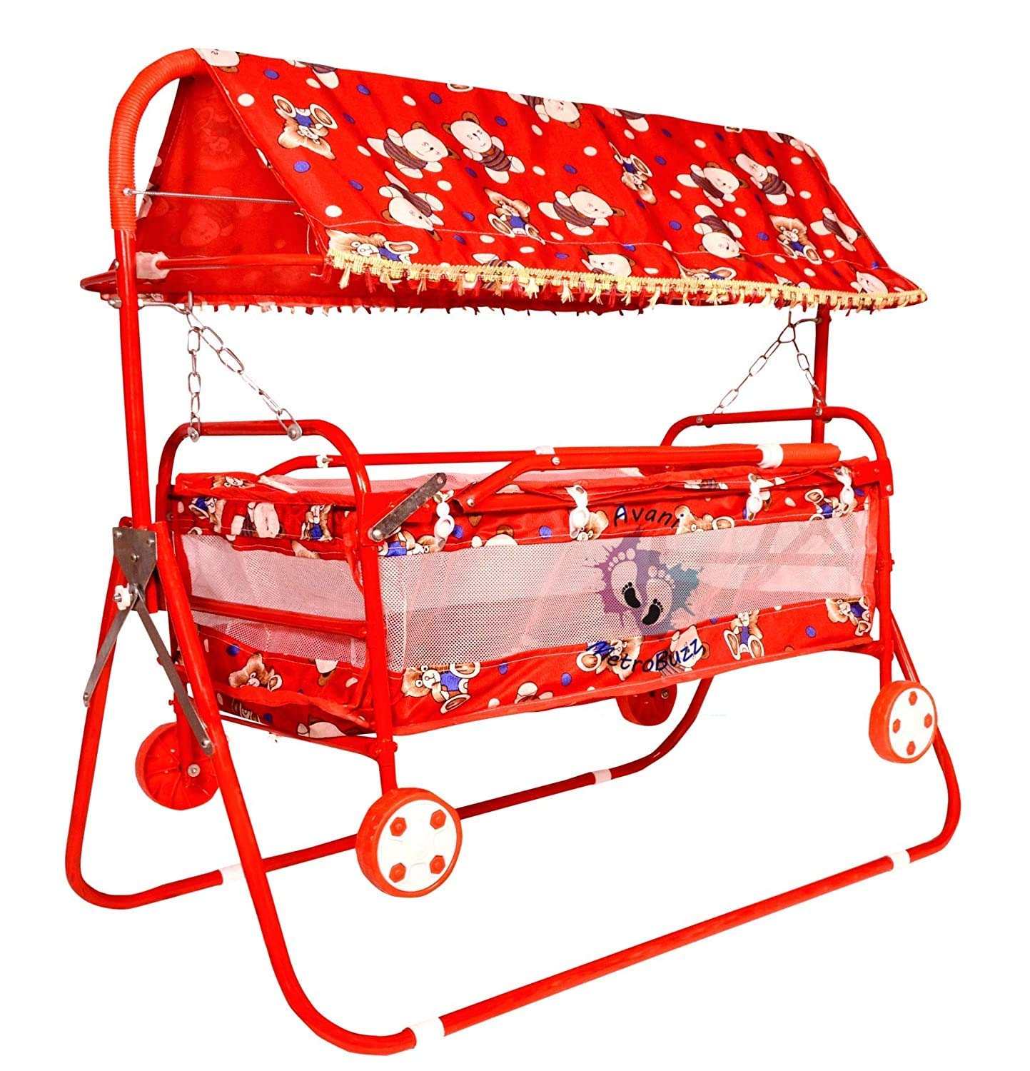 Avani Metrobuzz Baby Jhula Swing For Sleeping/Baby Crib For Ew Born Baby/Baby Crib And Cradle Two In One (Blue) (Red)