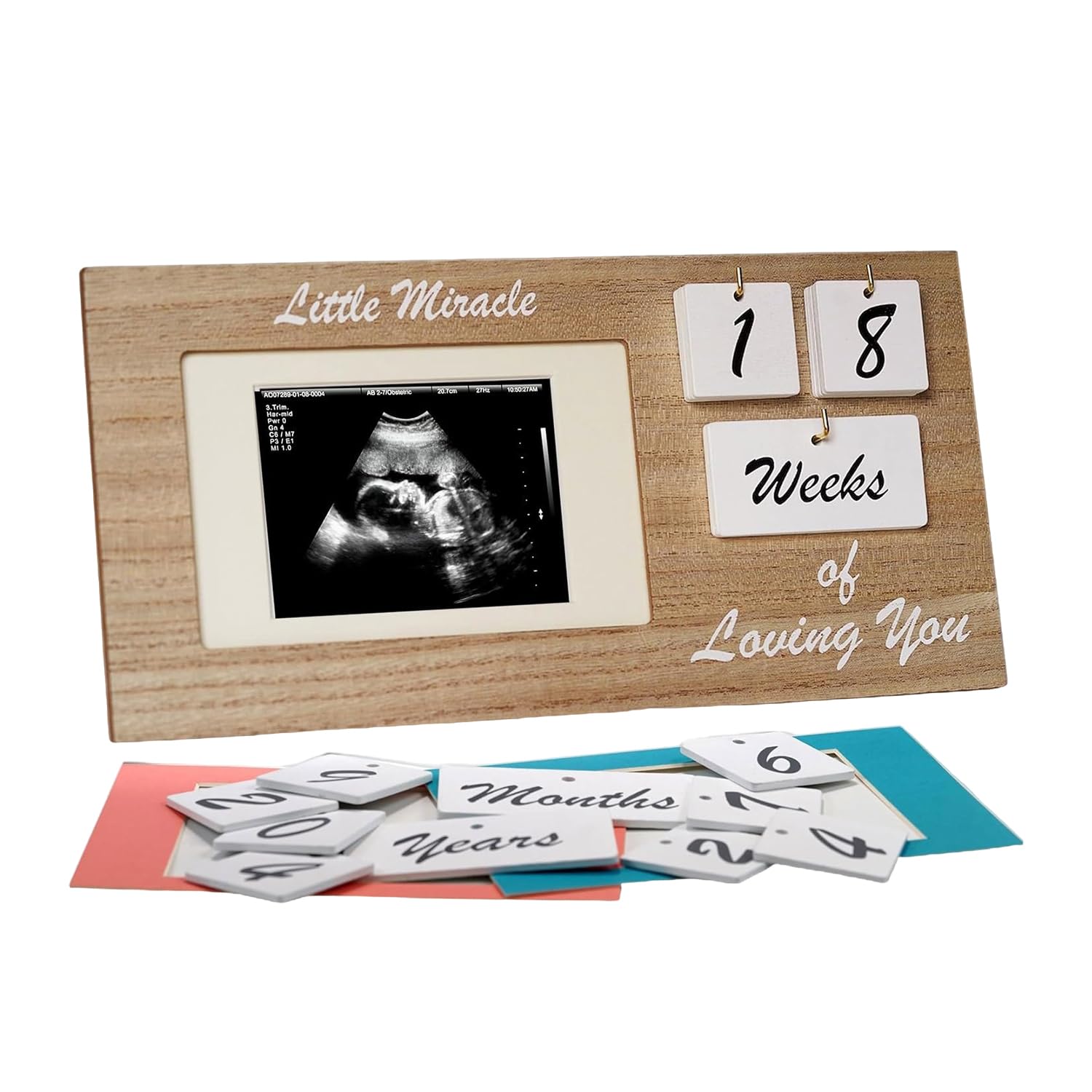 Yelloiris Brown Ultrasound Sonogram Picture Frame With Milestone Tracker - Elegant Wooden Keepsake For Expecting Parents - Nurse