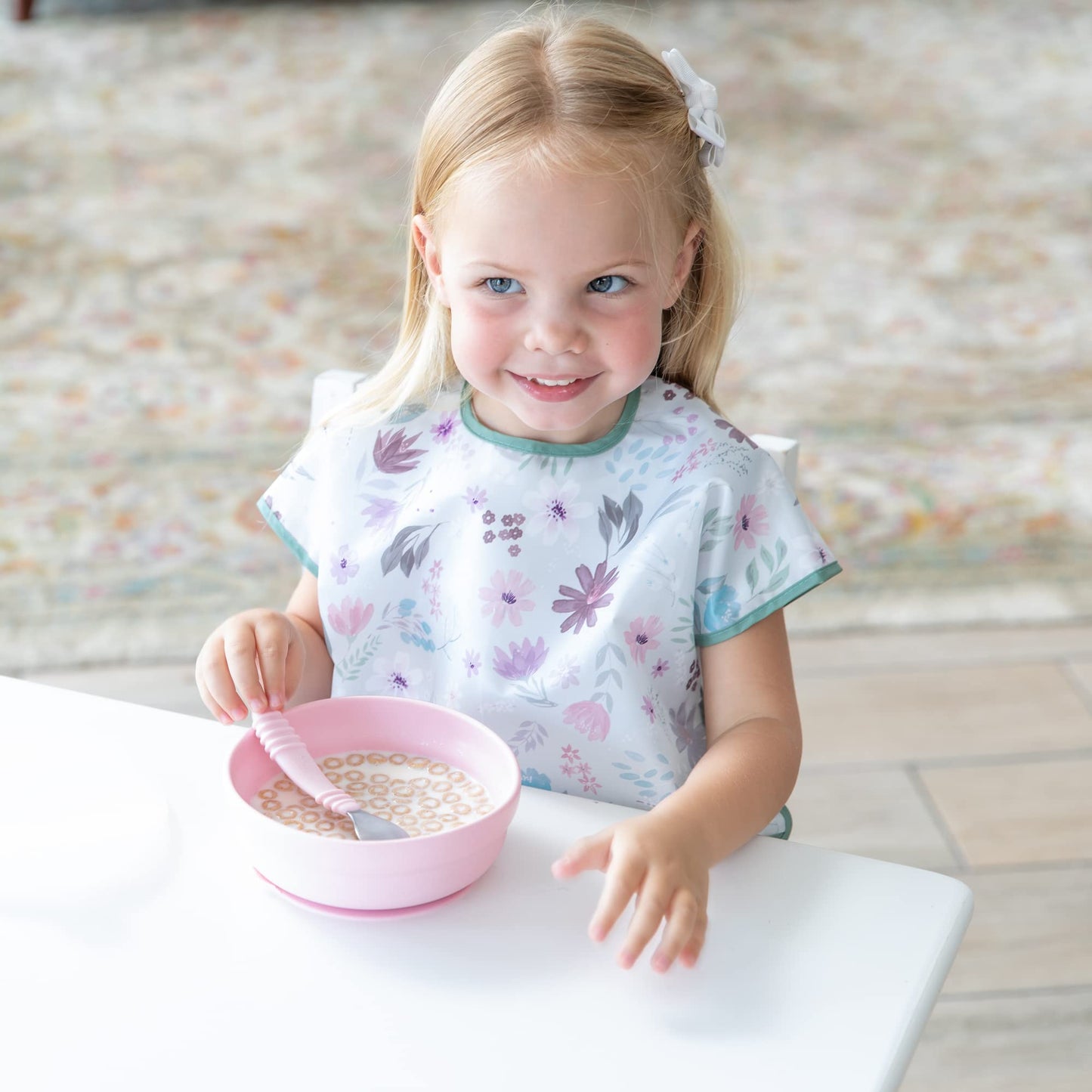 Bumkins Short Sleeve Bib For Girl Or Boy, Toddler And Kids For 1-3 Years, Large Size, Essential Must Have For Junior Children, E