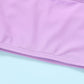 Younger Tree Toddler Girls Two Pieces Swimsuit Color Block Stripe Swimwear Summer Beach Bathing Suit 18M-5T(Purple#Flower 18-24