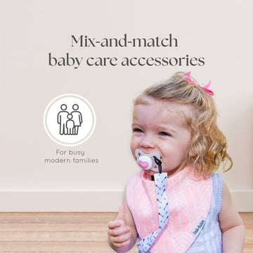 Dodo Babies Pacifier Clip Set - Four Clips Plus Binky Case - Universal Holder Fits Most Paci Brands, Teethers And Car Seats - Pi