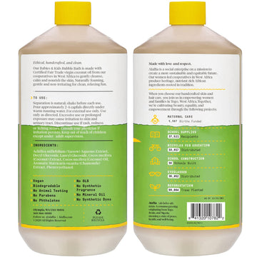 Alaffia Babies & Kids Bubble Bath, Coconut Chamomile, Pump Included - Gentle Cleanser With Raw Shea Butter And Yarrow, 32 Fl Oz