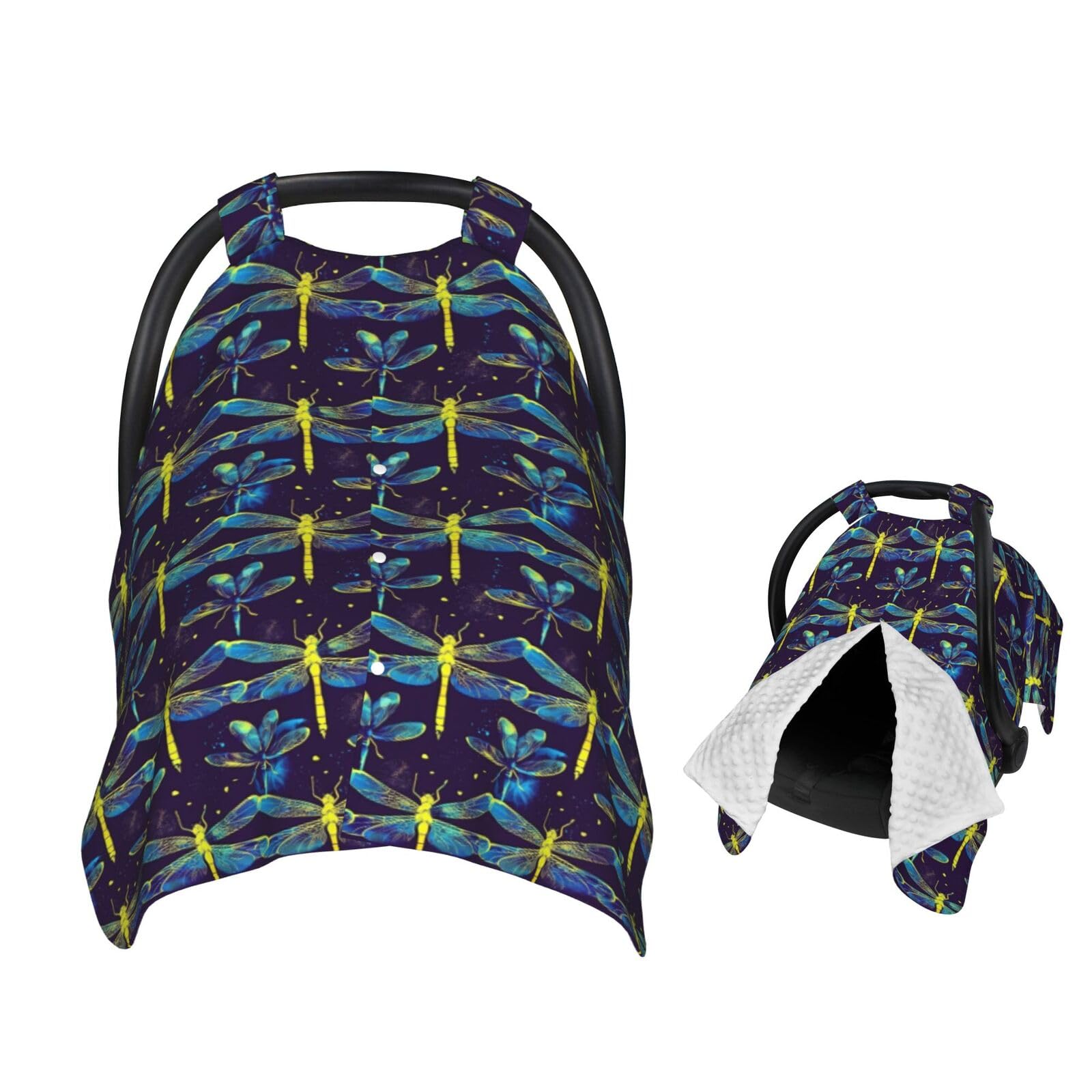 Muishi Neon Yellow Dragonfly Pattern Baby Car Seat Canopy Nursing Cover for Newborn Car Seat Breastfeeding Covers Blanket Newbor