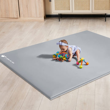 ANGELBLISS Baby Playpen Mat, 71 x 59 x 1.18  Self-Inflating Play Mat for Babies and Toddlers, Roll Up & Waterproof Foam Crawling