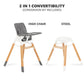 Dream On Me Nibble Wooden Compact High Chair In Light Grey | Light Weight | Portable |Removable Seat Cover I Adjustable Tray I B