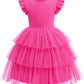 Arshiner Girl Dresses Toddler Ruffle Tutu Dress Cute Hot Pink Valentine Christmas Birthday Party Sundress 6-7 Years