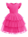 Arshiner Girl Dresses Toddler Ruffle Tutu Dress Cute Hot Pink Valentine Christmas Birthday Party Sundress 6-7 Years