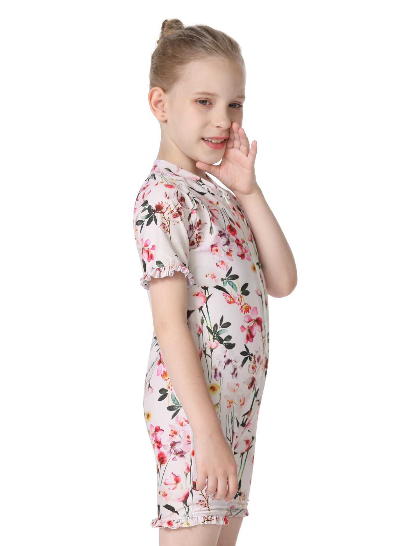 Cadocado Baby Girl Lovely Swimsuit Infant One Piece Beachwear Floral Printed Rashguard Sunsuit Swimwear,Flower Print,12-18 Month