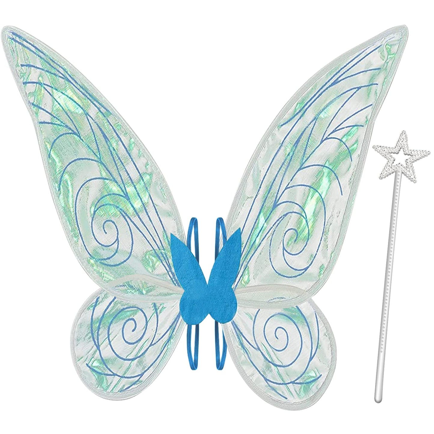 Quescu Fairy Wings For Adults,Butterfly Wings For Girls,Angel Wings,Fairy Costume For Women Halloween Dress Up Party Favor (Blue