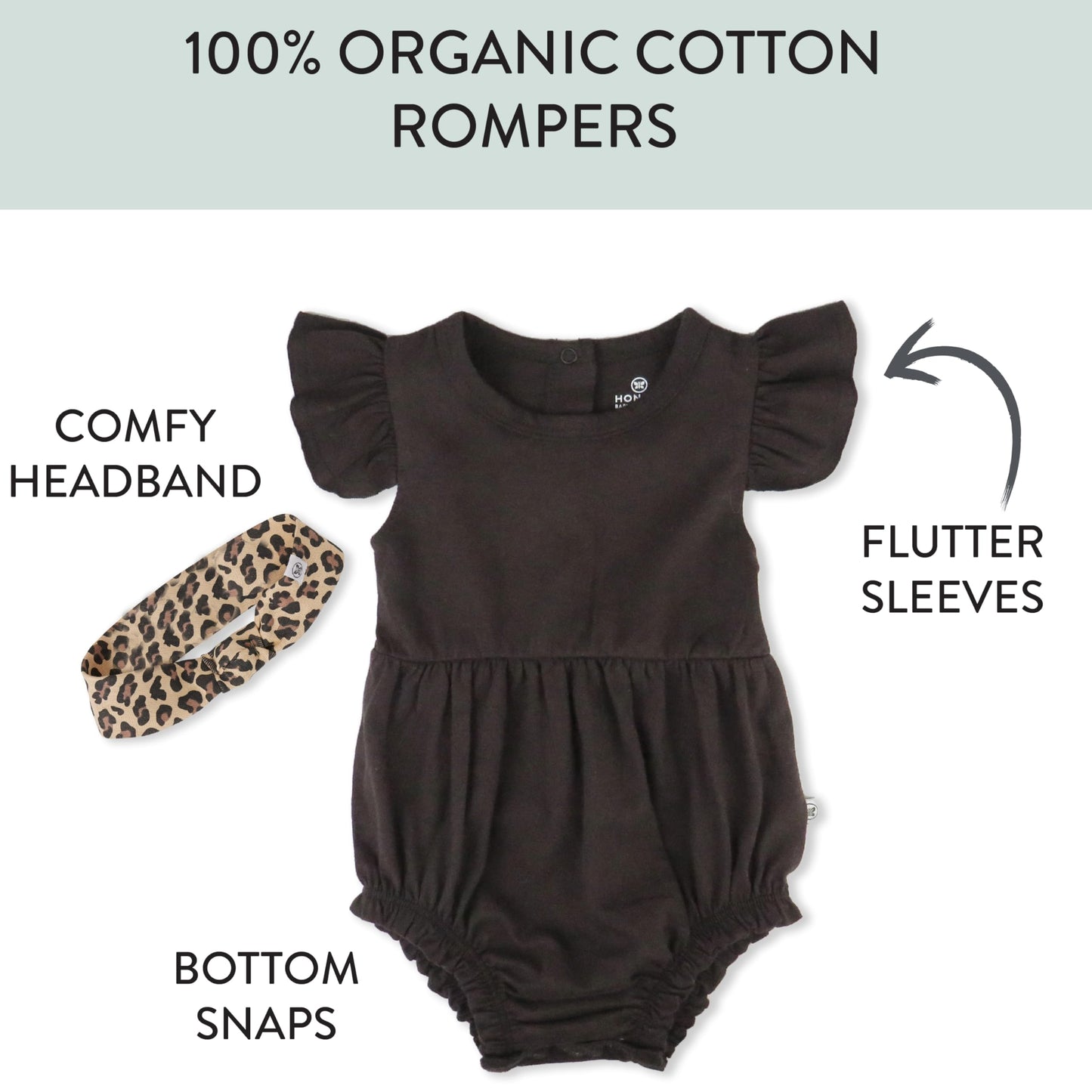 Honestbaby Multipack Short Romper Sets And Dresses 100% Organic Cotton For Infant Baby And Toddler Boys, Girls, Unisex, Safari B