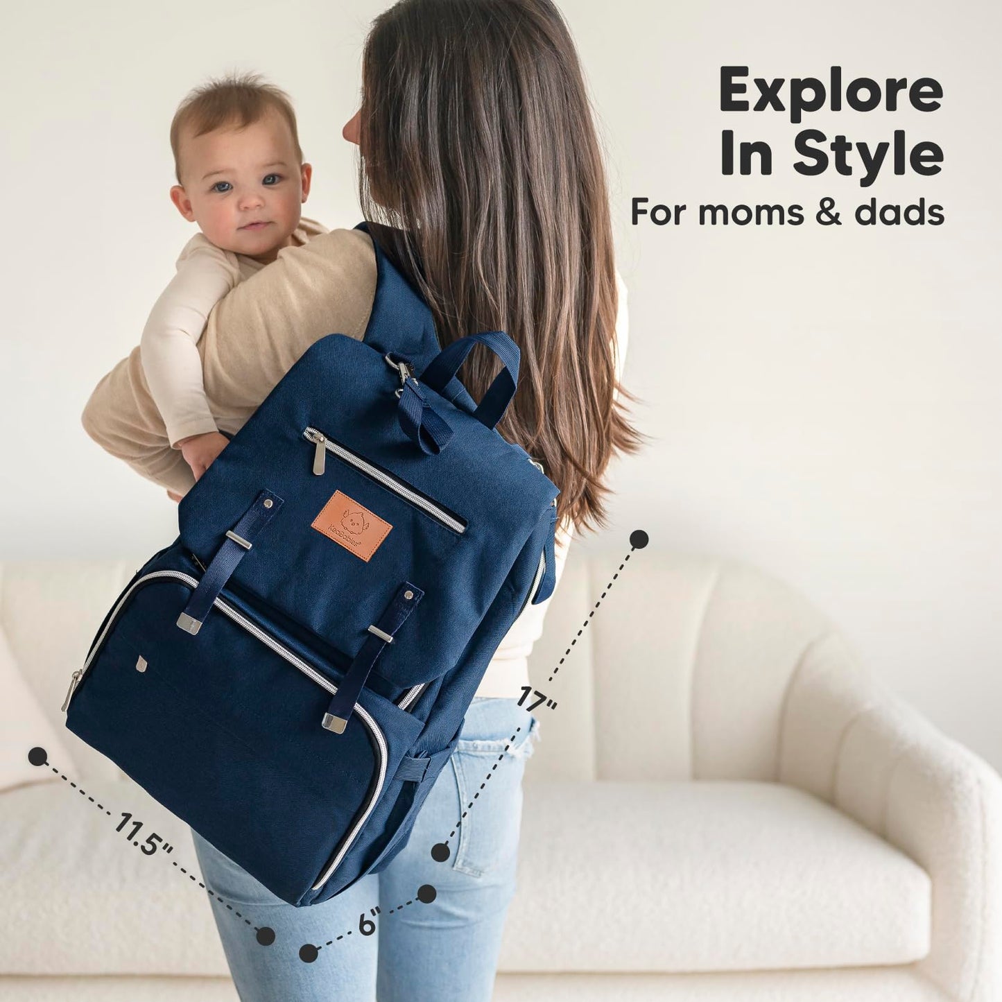 Keababies Baby Diaper Bag Backpack - Large Baby Bag For Boys, Girls, Waterproof Baby Backpack,Diaper Bags For Baby Girl, Baby Bo