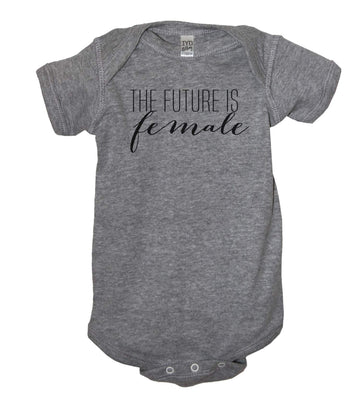 Iyd Clothing - The Future Is Female Baby Bodysuit, 6 Months, Heather Gray