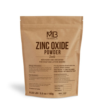 MB Herbals Zinc Oxide Powder 3.5 oz | Uncoated & Non-Nano | For DIY Sunscreen Lotion & Cream