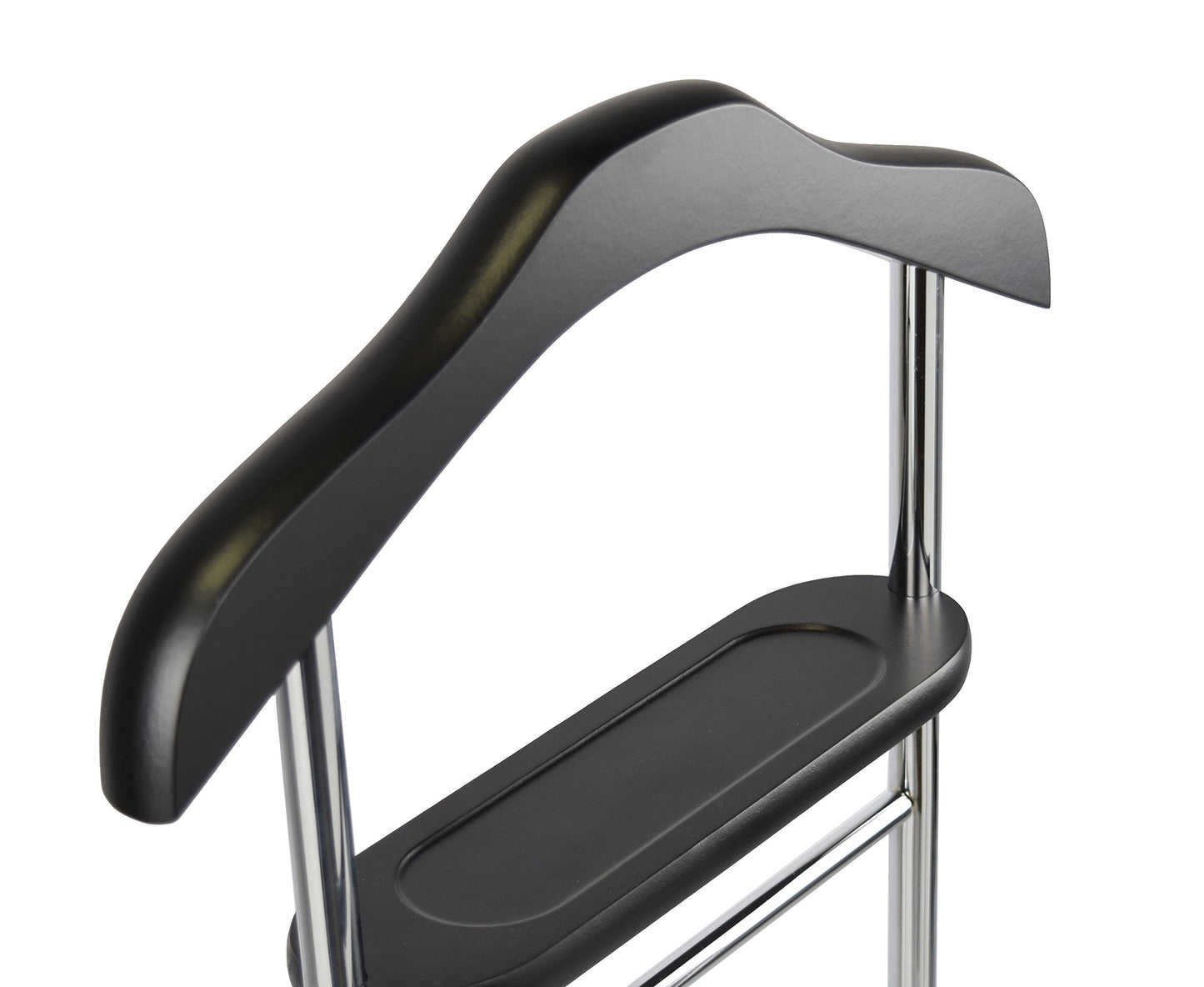 Proman Product Vl17028 With Wooden Hanger, Tray & Trouser Bar Valet Stand, Black