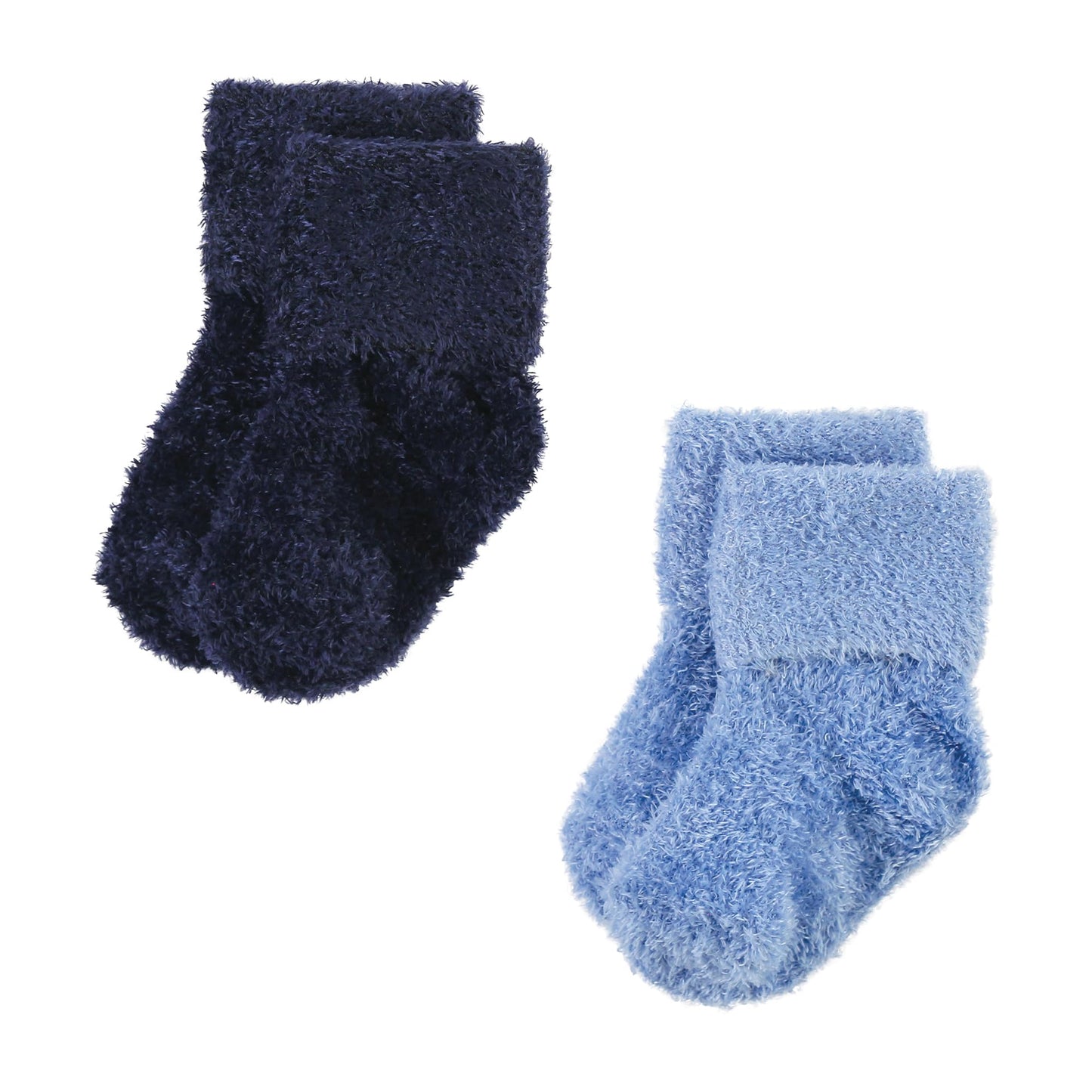 Hudson Baby Unisex Baby Cotton Rich Newborn And Terry Socks, Solid Blue Gray 8 Pack Chenille, 6-12 Months