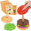 Aizweb Montessori, Stacking Toys- Wooden Burger for 3 Year Old Toddlers and Kids Preschool, Fine Motor Skill Educational Learnin